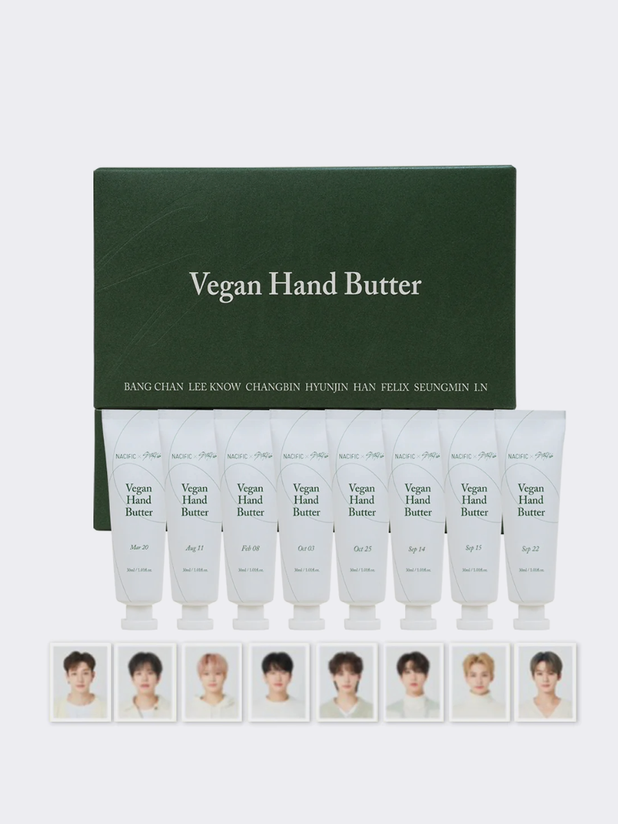 НаборпарфюмированныхкремовдляруксмасломшивколлаборацииNacificxStrayKidsVeganHandButterSpecialEdition