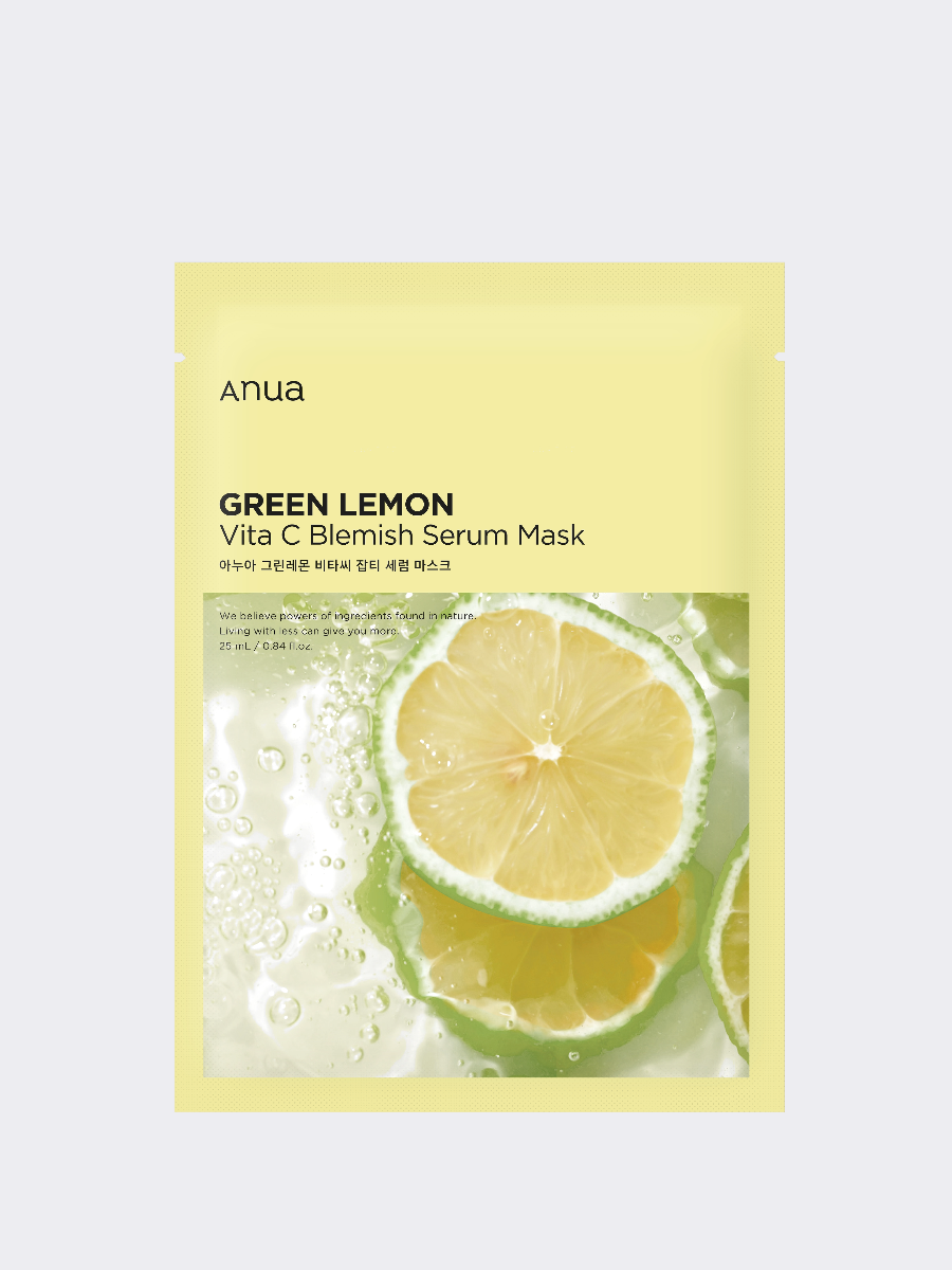 Осветляющая тканевая маска для лица ANUA Green Lemon Vita C Blemish Serum  Mask 🖤 Купить в интернет-магазине ❥ Hey! Babes Cosmetics