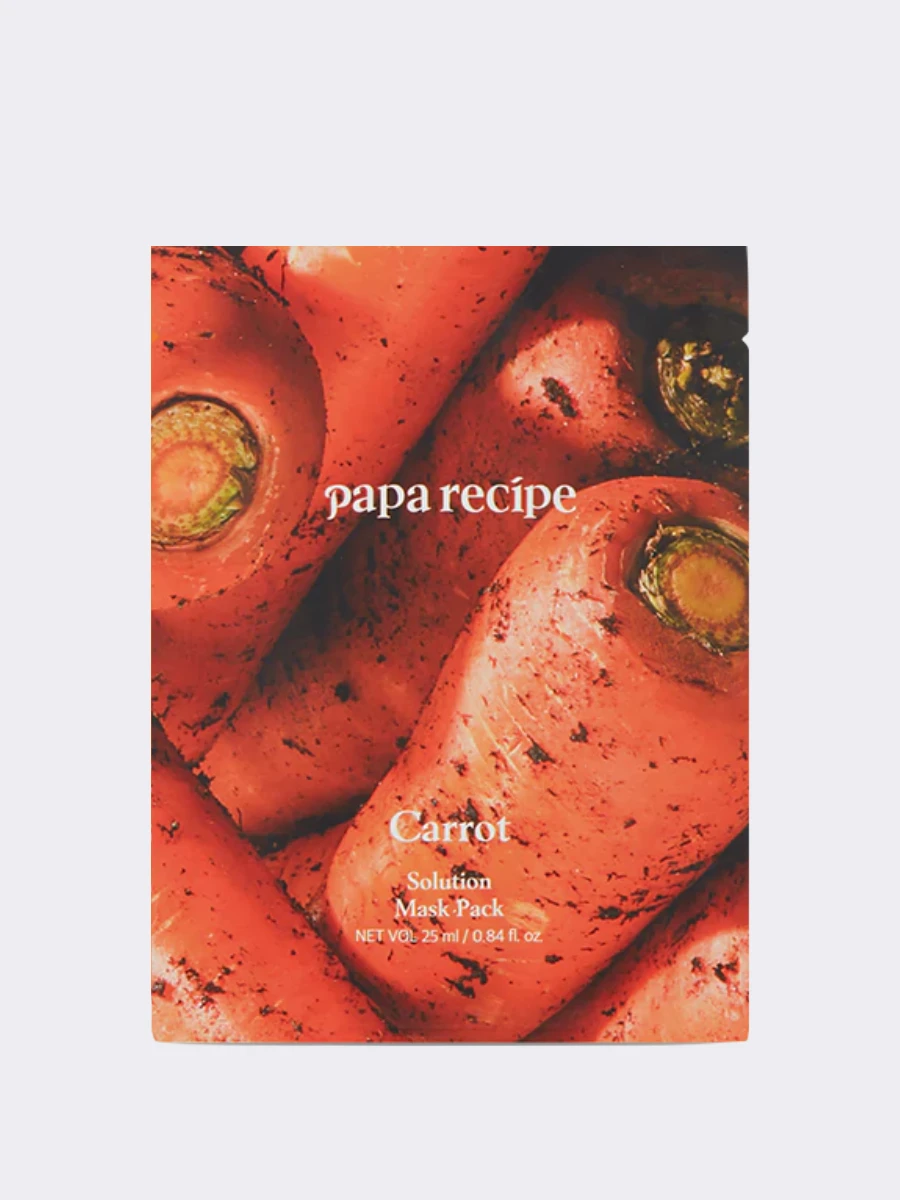 Осветляющая тканевая маска с экстрактом моркови Papa Recipe Carrot Solution  Mask Pack 🖤 Купить в интернет-магазине ❥ Hey! Babes Cosmetics