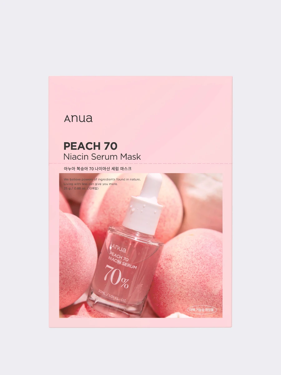 Тканевая маска для лица с экстрактом персика и ниацинамидом ANUA Peach 70%  Niacin Serum Mask 🖤 Купить в интернет-магазине ❥ Hey! Babes Cosmetics