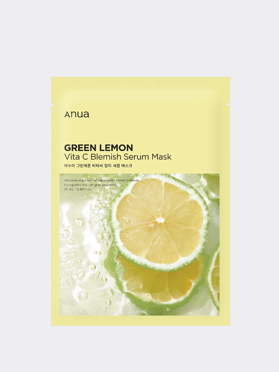 Осветляющая тканевая маска для лица ANUA Green Lemon Vita C Blemish Serum  Mask 🖤 Купить в интернет-магазине ❥ Hey! Babes Cosmetics