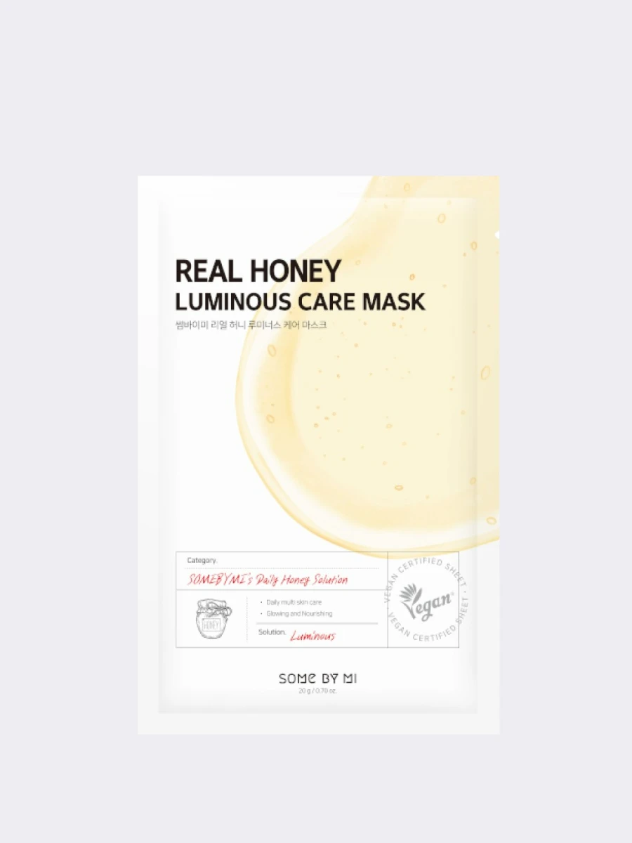 Питательная тканевая маска с мёдом для сияния кожи Some By Mi Real Honey  Luminous Care Mask 🖤 Купить в интернет-магазине ❥ Hey! Babes Cosmetics