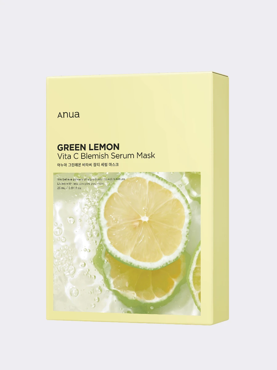 Набор осветляющих тканевых масок для лица ANUA Green Lemon Vita C Blemish  Serum Mask Set 🖤 Купить в интернет-магазине ❥ Hey! Babes Cosmetics